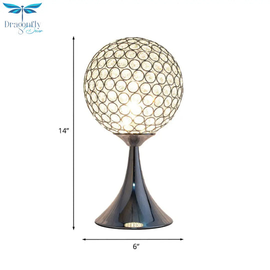 Noemi - Crystal Embedded Ball Desk Light Modernism Single Chrome Finish Night Table Lamp For Bedroom