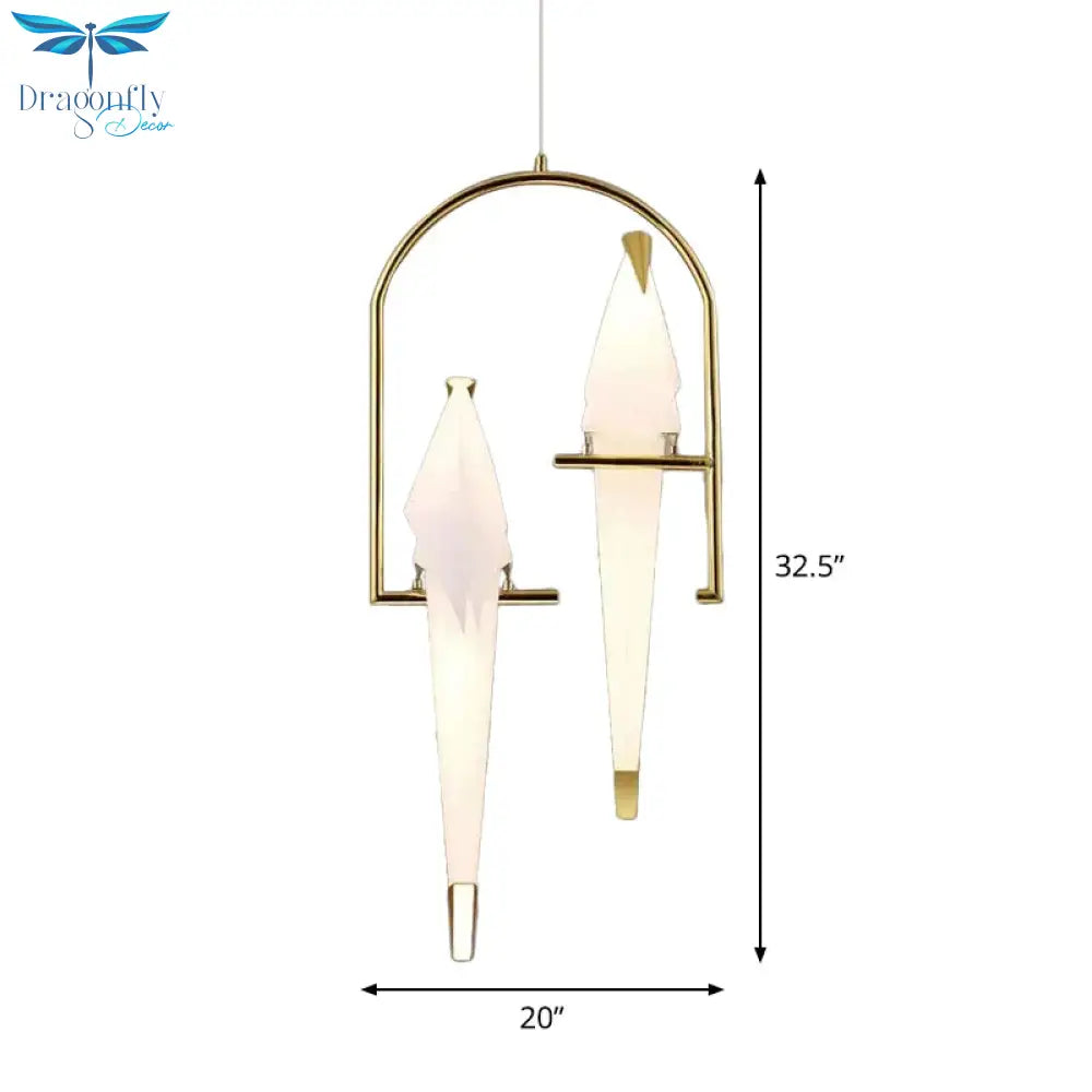 Nordic 1/2/3 - Bulb Ceiling Light White - Gold Round Pendant Kit With Plastic Crane Shade