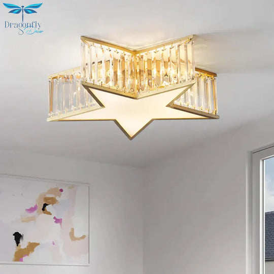 Nordic All - Copper Crystal Bedroom Study Room Lamp Ceiling