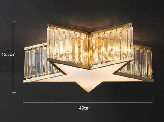 Nordic All - Copper Crystal Bedroom Study Room Lamp Ceiling / Without Light Source