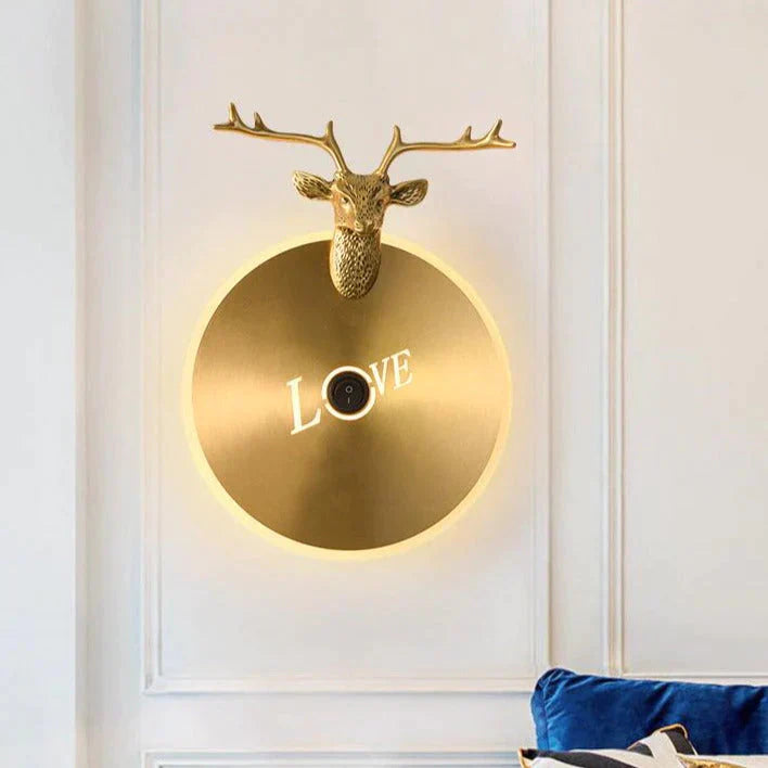 Nordic Antlers Bedroom Living Room Copper Wall Lamp Lamps