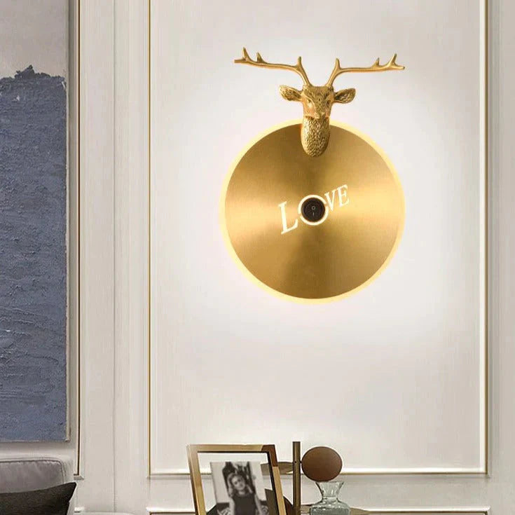 Nordic Antlers Bedroom Living Room Copper Wall Lamp Lamps