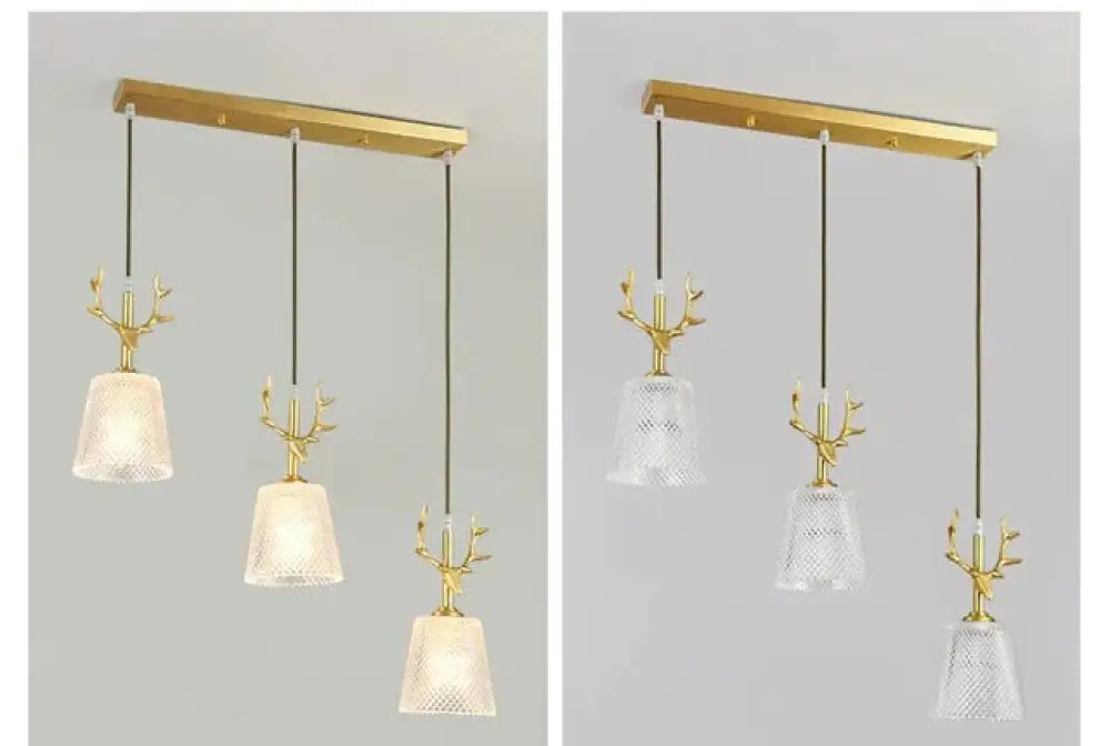 Nordic Antlers Led Pendant Lights E14 Hanging Lamp Creative Glass Lampshade Bar Restaurant Living