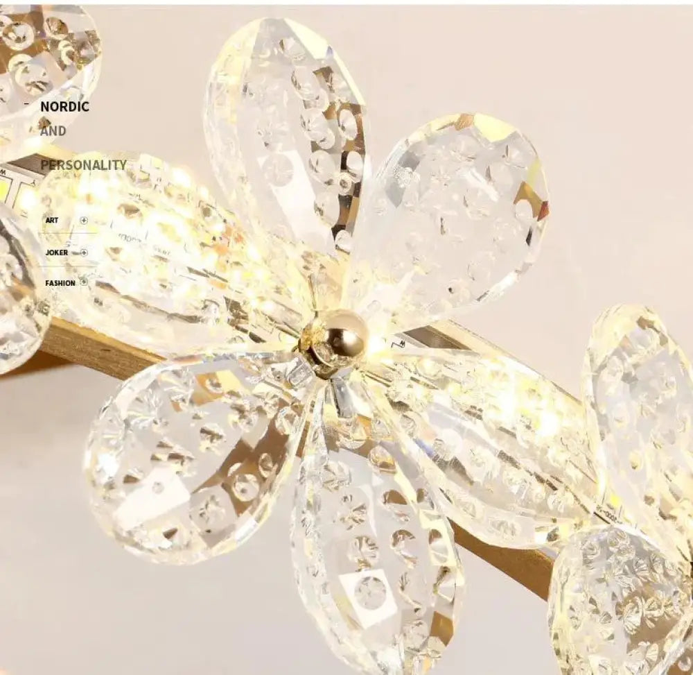 Nordic Bedroom Crystal Flower Ceiling Lamp Small 50Cm Bubble / Warm Light