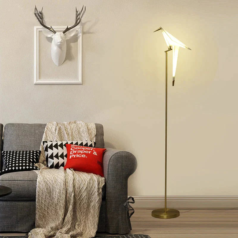 Nordic Bird Floor Lamp Creative Acrylic Thousand Paper Cranes Lamps For Living Room Bedroom Home