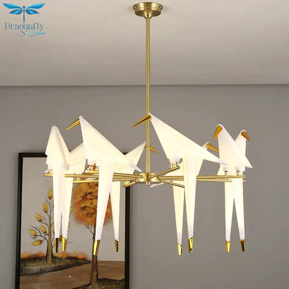 Nordic Bird Iron Pendant Light Paper Crane Led Lamp Suspension Luminaire Loft Living Room Restaurant