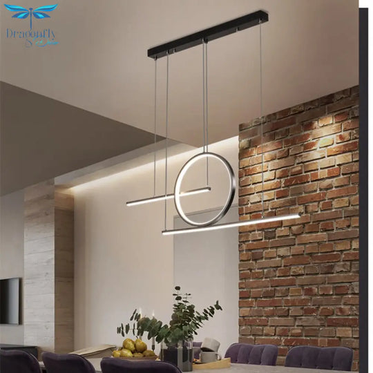 Nordic Black Gold Chandeliers With Remote Control Dining Room Living Pendant Lamp Indoor Lighting