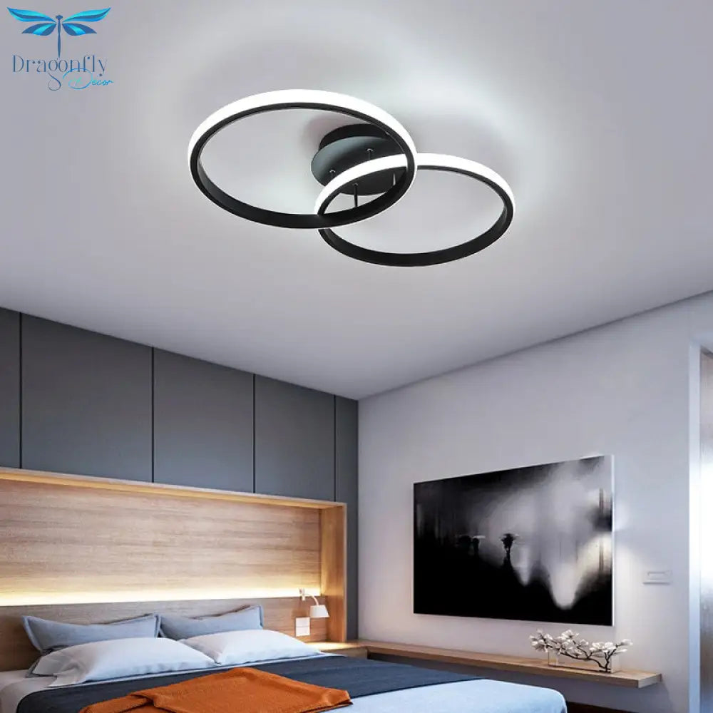 Nordic Black White Led Ceiling Lights For Living Room Dining Rings Lamps Kitchen Bedroom Indoor