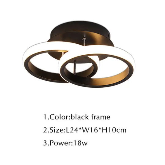Nordic Black White Led Ceiling Lights For Living Room Dining Rings Lamps Kitchen Bedroom Indoor