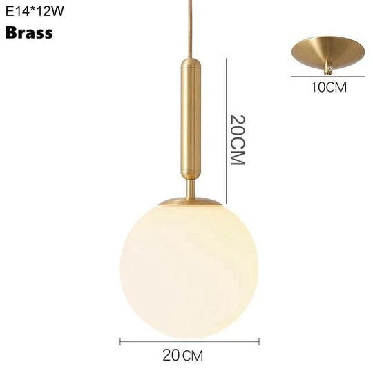 Nordic Brass Aluminum Modern Pendant Light Loft Hanging Lamps Bedside Lamp Kitchen Suspension 20Cm