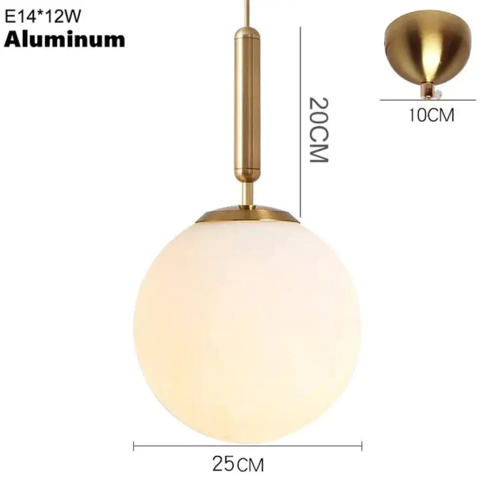 Nordic Brass Aluminum Modern Pendant Light Loft Hanging Lamps Bedside Lamp Kitchen Suspension 25Cm