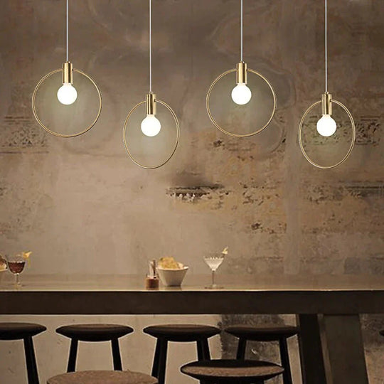 Nordic Circular Ring Pendant Lights Modern Handlamp For Restaurant Living Room Bar E14 Led