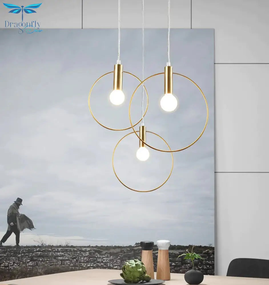Nordic Circular Ring Pendant Lights Modern Handlamp For Restaurant Living Room Bar E14 Led