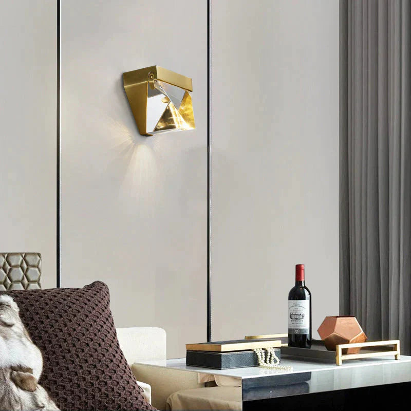 Nordic Copper Post - Modern Light Exquisite Crystal Bedroom Headwall Lamp Creative Corridor