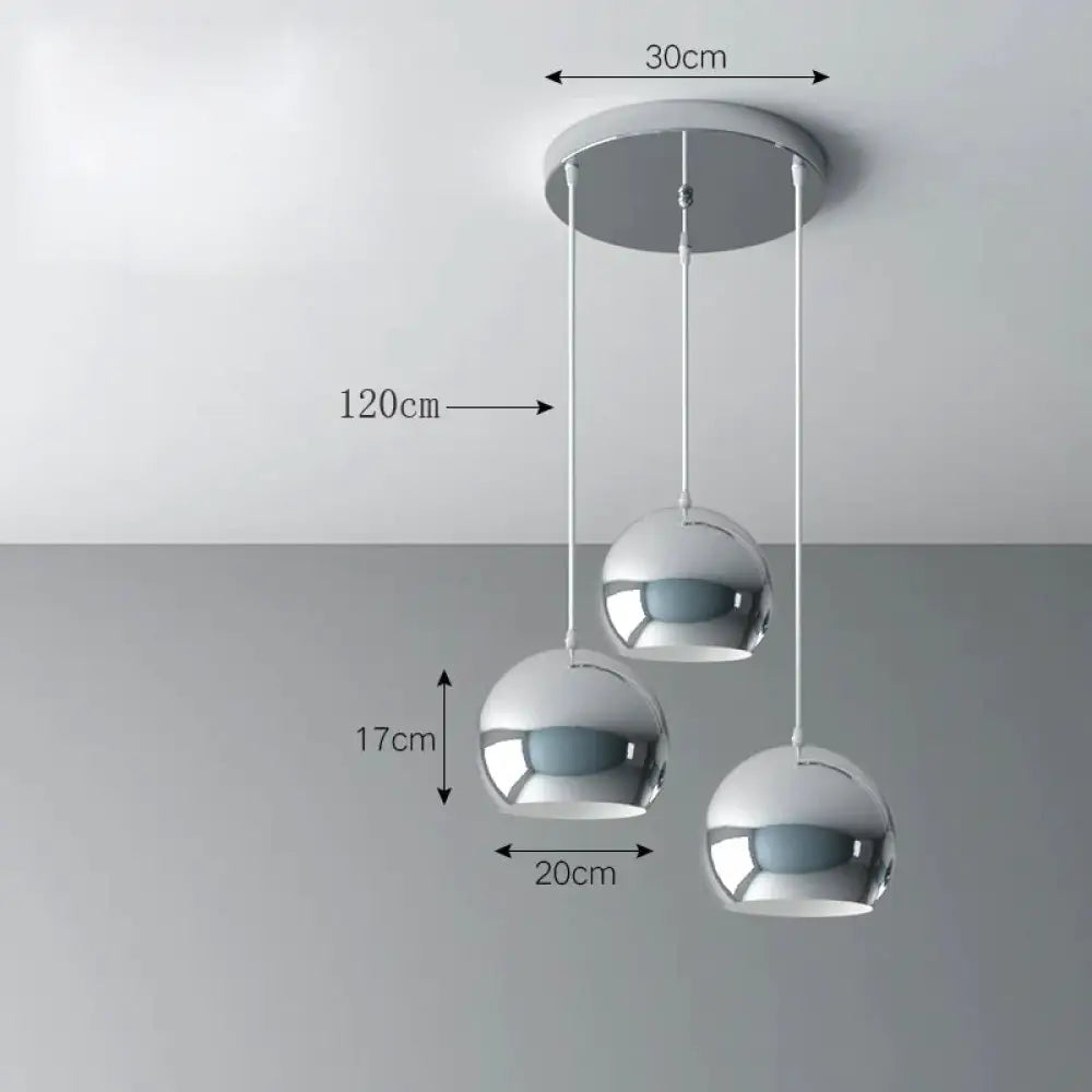 Nordic Creative Chandelier Light Luxury Restaurant Simple Single Head Three Silver Bar Lamp / 3