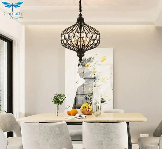 Nordic Crystal Pendant Lights Black Dining Table Lamp Hanging Light For Kitchen Living Room Bedroom