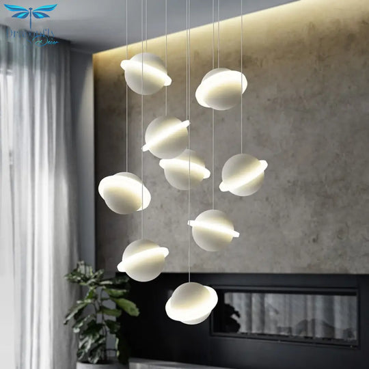 Nordic Design Minimalist Jupiter Ring Pendant Lights For Living Room Decoration Adjustable Led