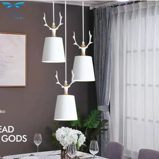 Nordic Dining Room Lamp Chandelier Three Simple Modern Color Lamps Log Study Master Bedroom