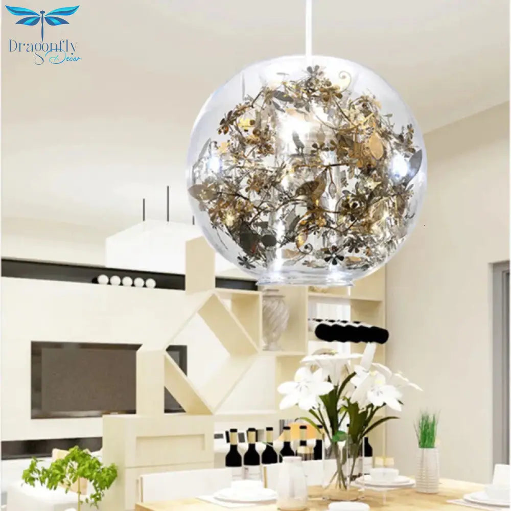 Nordic Glass Ball Flower Pendant Light Led E27 With 4 Colors Loft Modern Hanging Lamp For Living