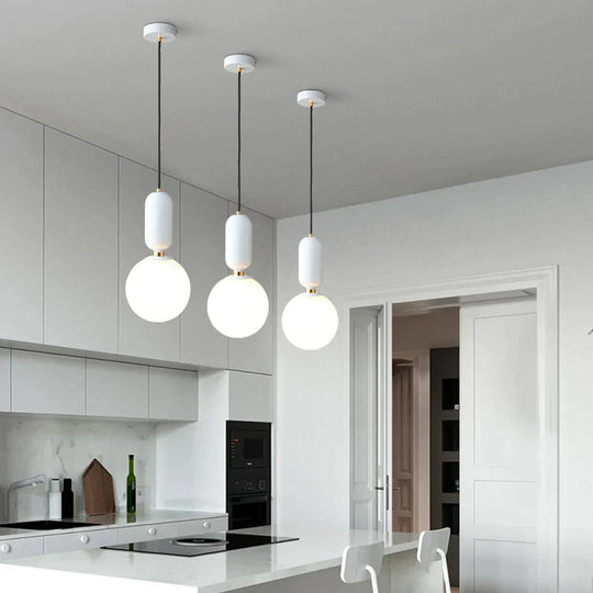 Nordic Led Pendant Lights Frosted Glass Industrial Handin Lamp Modern Bedroom Hanglamp Living Room