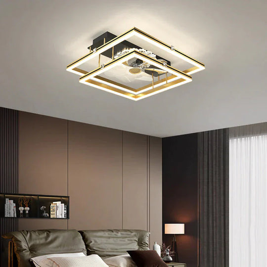 Nordic Light Luxury Fan Living Room Square Ceiling Lamp Simple Dining Bedroom