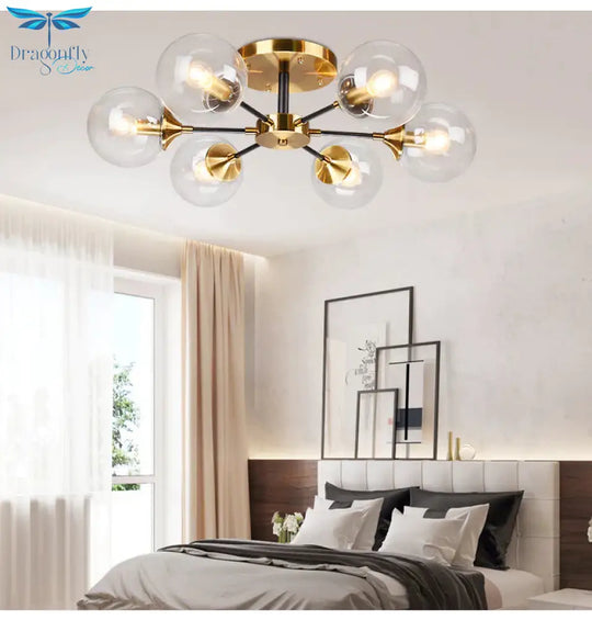 Nordic Light Luxury Glass Living Room Dining Ceiling Lamp