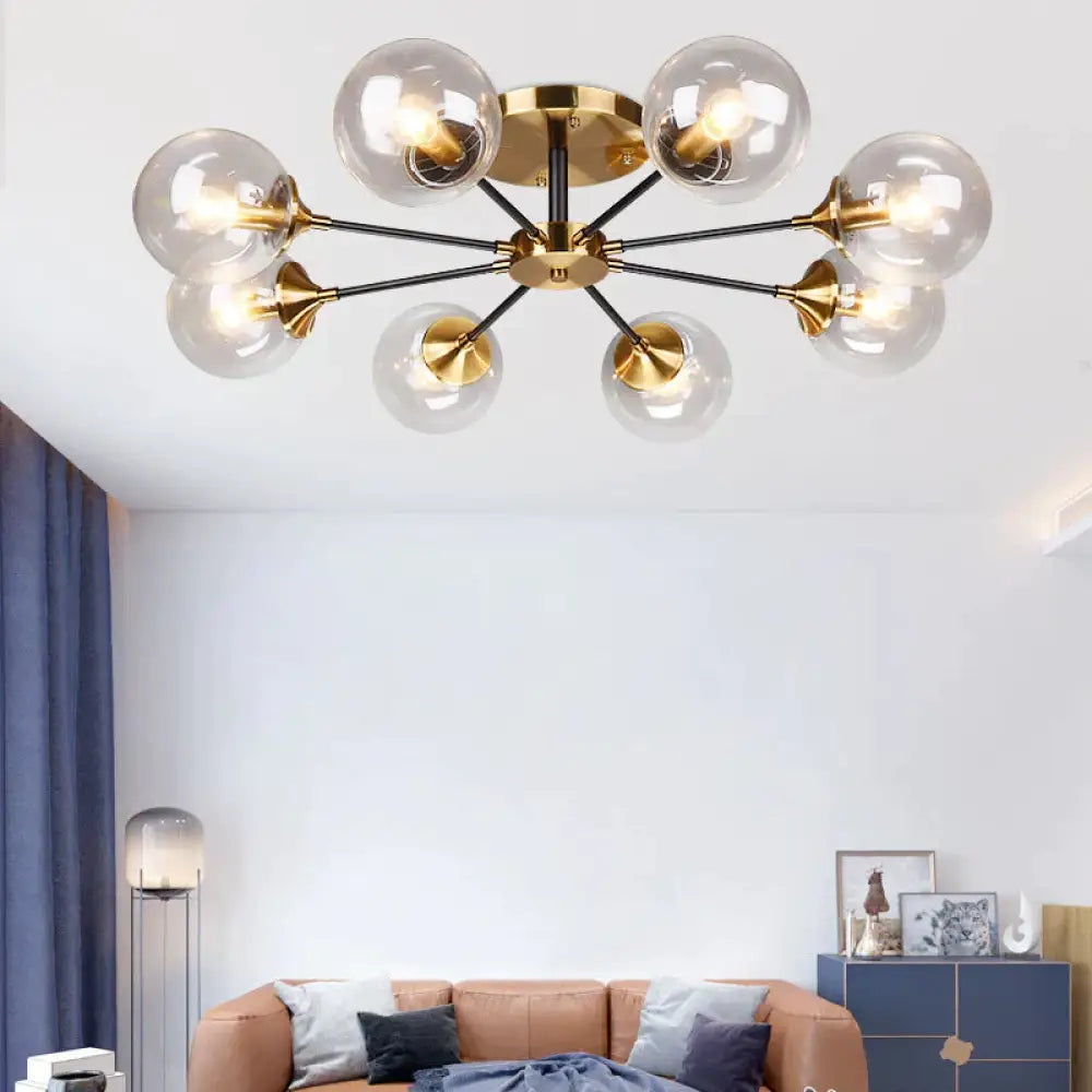 Nordic Light Luxury Glass Living Room Dining Ceiling Lamp 8 Heads / Without Bulb
