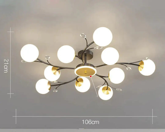 Nordic Living Room Lamp Simple Modern Atmosphere Luxury Ceiling Black / 10 Heads Tri - Color Light