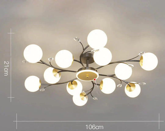 Nordic Living Room Lamp Simple Modern Atmosphere Luxury Ceiling Black / 12 Heads Tri - Color Light