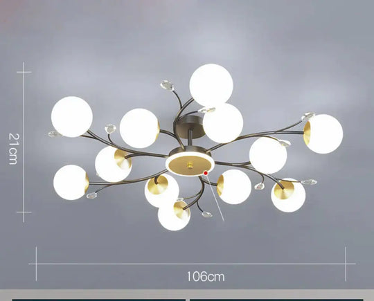 Nordic Living Room Lamp Simple Modern Atmosphere Luxury Ceiling Black / 12 Heads White Light