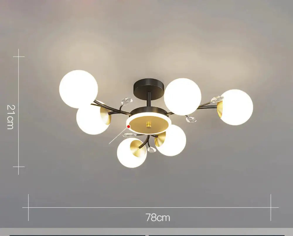 Nordic Living Room Lamp Simple Modern Atmosphere Luxury Ceiling Black / 6 Heads Tri - Color Light