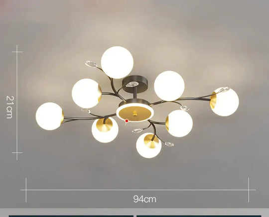 Nordic Living Room Lamp Simple Modern Atmosphere Luxury Ceiling Black / 8 Heads Tri - Color Light