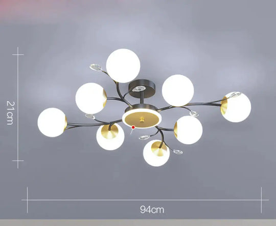 Nordic Living Room Lamp Simple Modern Atmosphere Luxury Ceiling Black / 8 Heads White Light