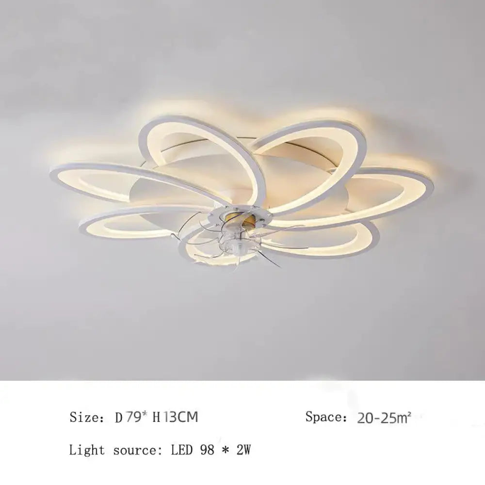 Nordic Living Room Led Creative Smart Windmill Ceiling Fan Light White - D79X13Cm / White Ceiling