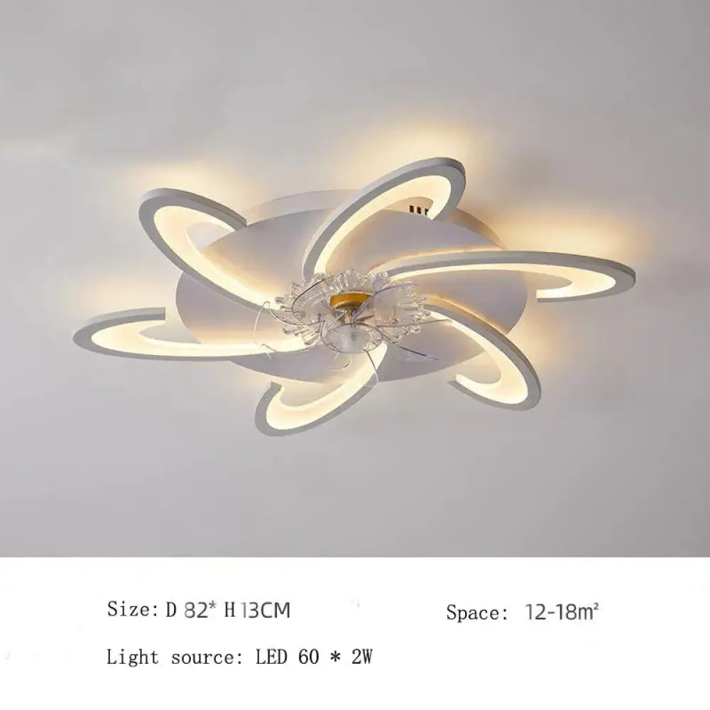 Nordic Living Room Led Creative Smart Windmill Ceiling Fan Light White - D82X13Cm / White Ceiling