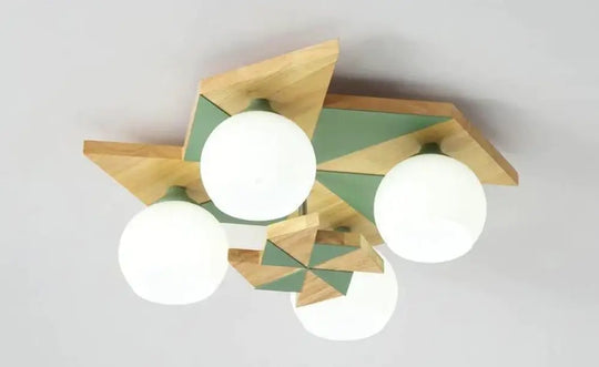 Nordic Log Gale Children’s Bedroom Ceiling Lamp 50Cm Green / Bulb Not Included