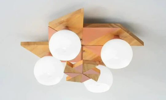 Nordic Log Gale Children’s Bedroom Ceiling Lamp 50Cm Pink / Bulb Not Included