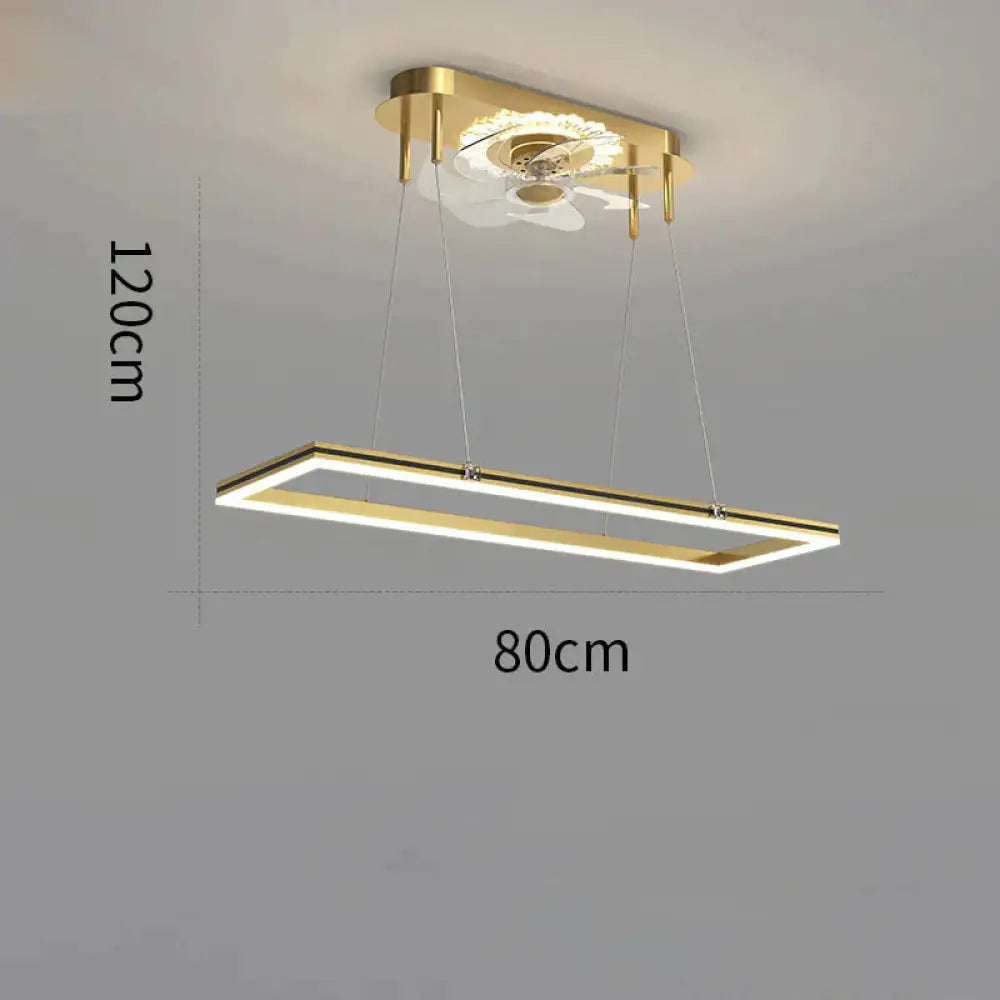 Nordic Luxury Fan Chandelier Living Room Rectangular Simple Dining Bedroom Ceiling Lamps Gold /