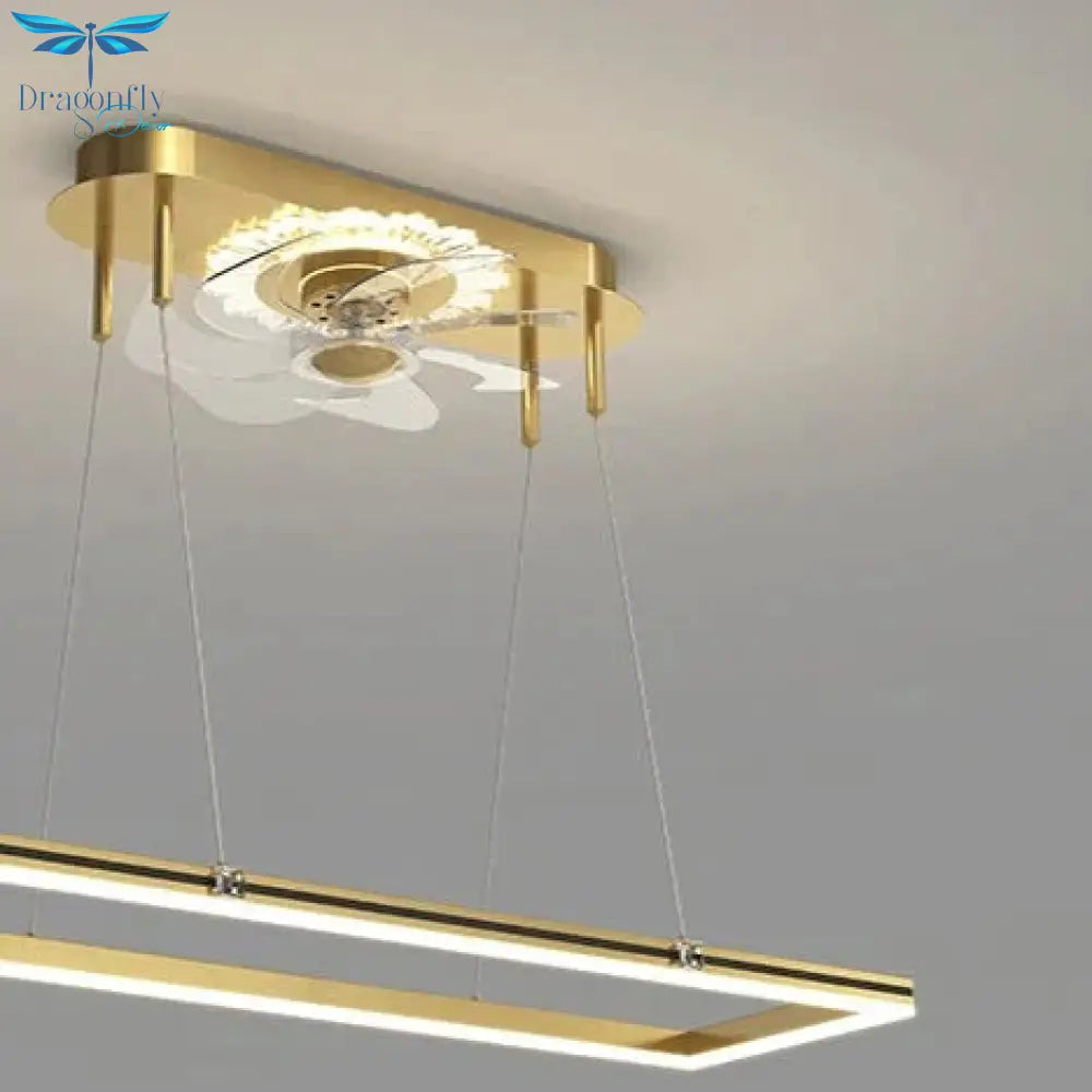 Nordic Luxury Fan Chandelier Living Room Rectangular Simple Dining Bedroom Ceiling Lamps Pendant