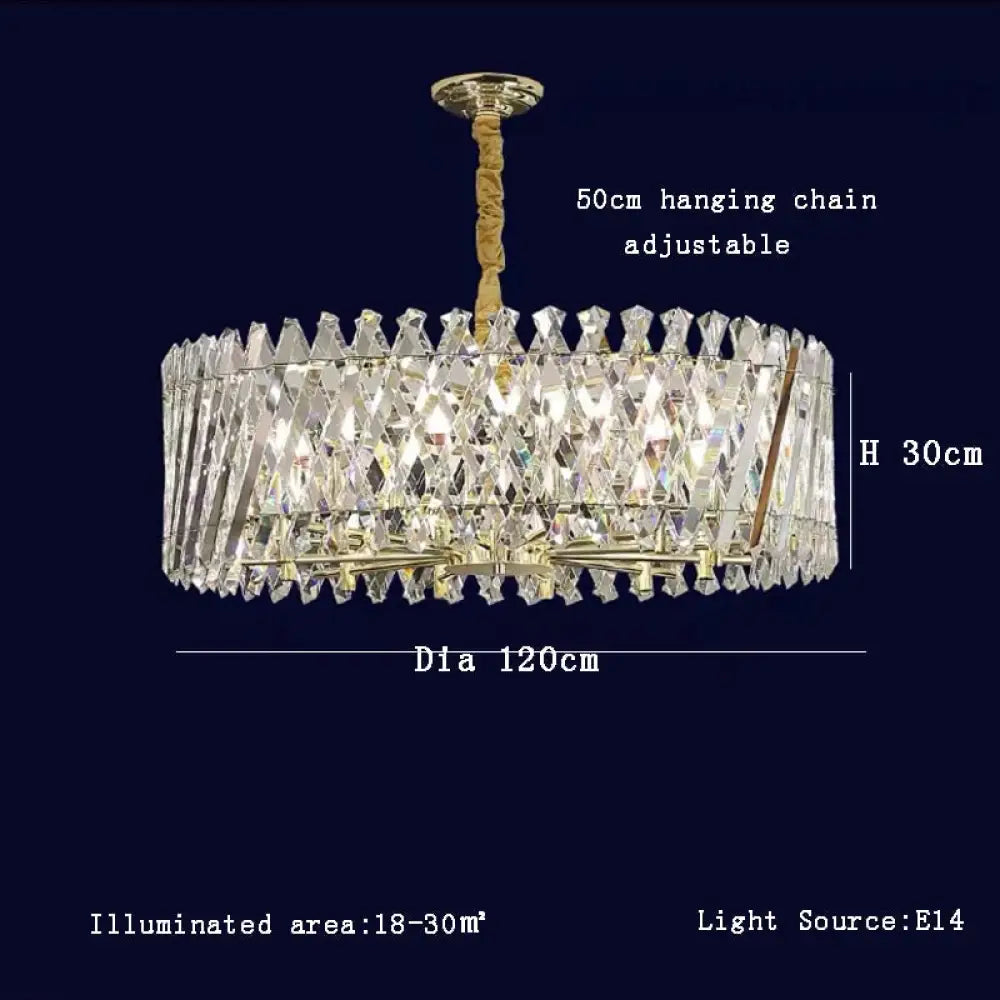 Nordic Luxury Gold Crystal Led Ceiling Lamp - Dimmable Chandelier For Home Decor & Dining Room Dia