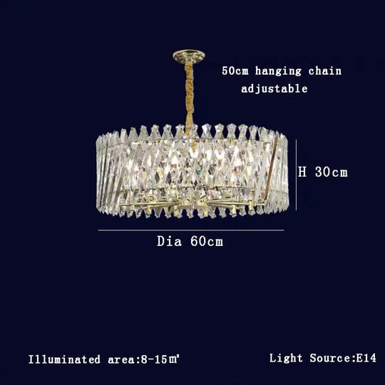 Nordic Luxury Gold Crystal Led Ceiling Lamp - Dimmable Chandelier For Home Decor & Dining Room Dia