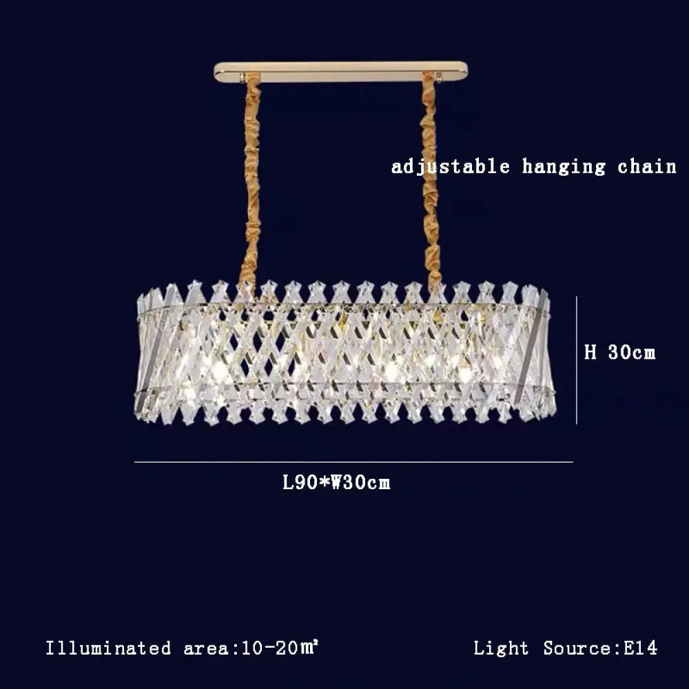 Nordic Luxury Gold Crystal Led Ceiling Lamp - Dimmable Chandelier For Home Decor & Dining Room L