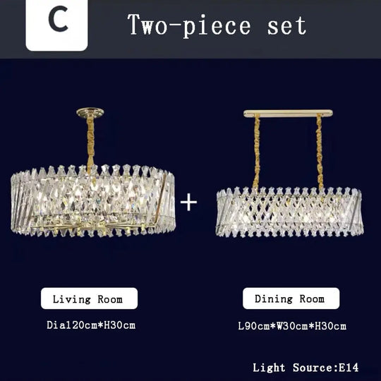 Nordic Luxury Gold Crystal Led Ceiling Lamp - Dimmable Chandelier For Home Decor & Dining Room Set