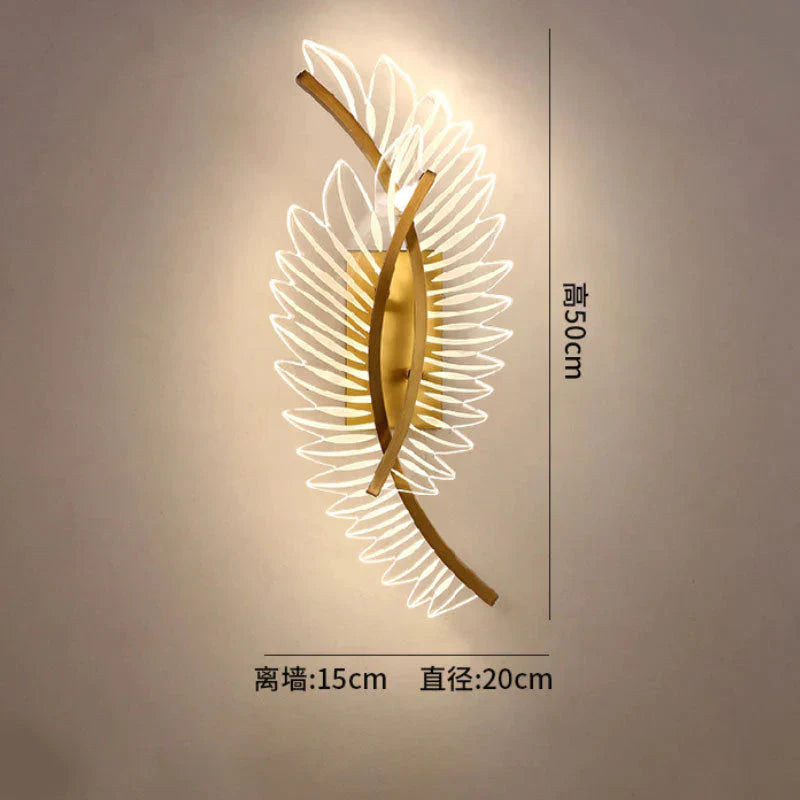 Nordic Modern Art Bedside Feather Led Wall Lamp Light