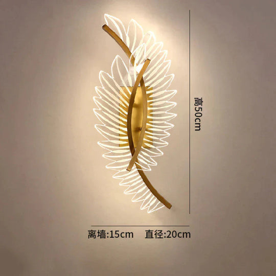 Nordic Modern Art Bedside Feather Led Wall Lamp Light