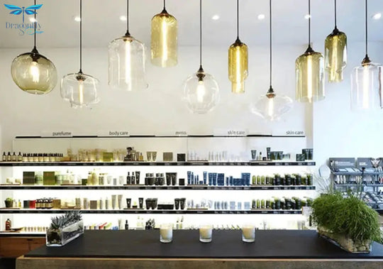Nordic Modern Colorful Glass Bowl Pendant Lights E27 Loft Hanging Lamps For Kitchen Living Room