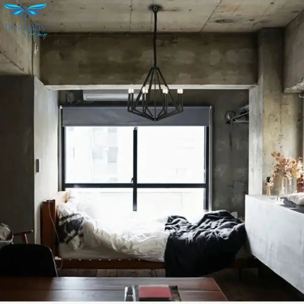 Nordic Modern Diamond Pendant Light Led E14 Loft Industrial Hanging Lamp With 2 Colors For Living