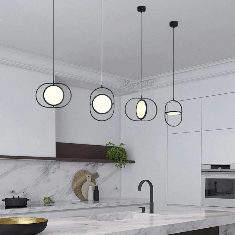 Nordic Modern Geometry Simple Rotary Pendant Lights Designer Luminarias Circular Hanging Lamp Bar