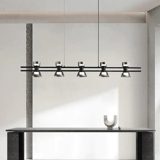 Nordic Modern Minimalist Light Luxury Bar Led Strip Lamp Kitchen Island Table Light Fixture Pendant