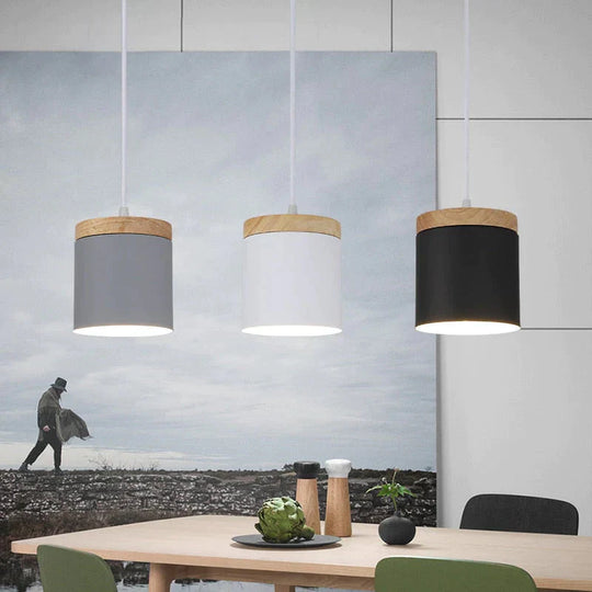 Nordic Modern Wood Aluminum E27 Pendant Lights Living Room Dining Bedside Table Decorative Lighting